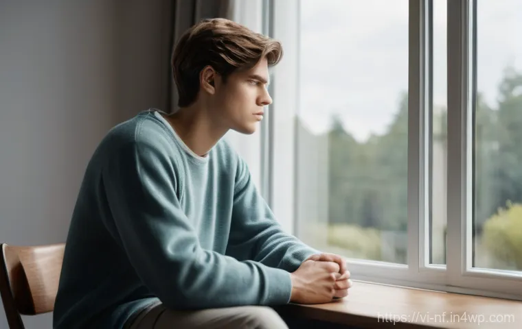 좌절 극복을 위한 실천적 조언 - **Prompt 1: Quiet Resilience**
    A young adult, either male or female, sits near a large window, l...