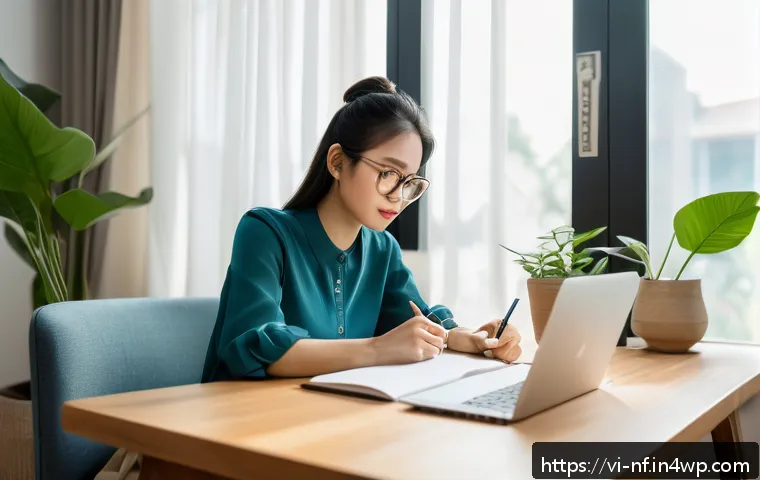 좌절 내성을 강화하는 영상 강의 - A young Vietnamese professional woman sitting at a modern wooden desk in a bright home office, thoug...